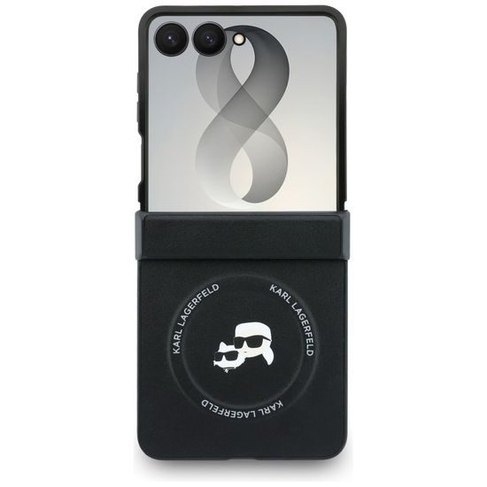 Samsung Galaxy Z Flip 8 ümbris – Karl Lagerfeld Hardcase Leather Karl&Choupette Head Pin – must