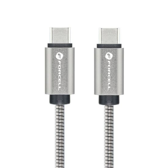 Καλώδιο Forcell F-Energy USB-C - USB-C, QC4.0, PD, 3A, 66W, 2 m, ασημί
