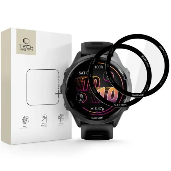 Tech-Protect Glass Flex+, Garmin Forerunner 970 / 570 (47 mm), μαύρο, 2 τεμάχια