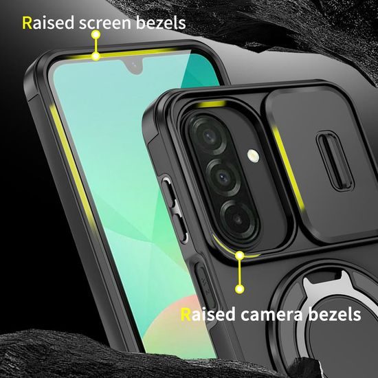 Camslide Stand Schutzhülle für Samsung Galaxy A27 - Integrierter Ständer mit Kamera-Schieber - Schwarz