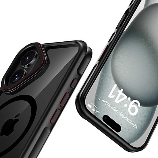 Tech-Protect MagHybrid MagSafe, iPhone 16, červenočerný