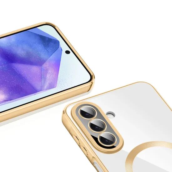 Tech-Protect MagFlex MagSafe Hülle für Samsung Galaxy A27 5G - Magnetische Schutzhülle mit transparenter Rückseite - Glänzend Gold