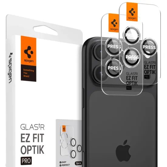 Spigen Optik.TR Ez Fit προστασία κάμερας, 2 τεμάχια, iPhone 14 Pro / Max / 15 Pro / Max / 16 Pro / Max / 17 Pro / Max, crystal clear