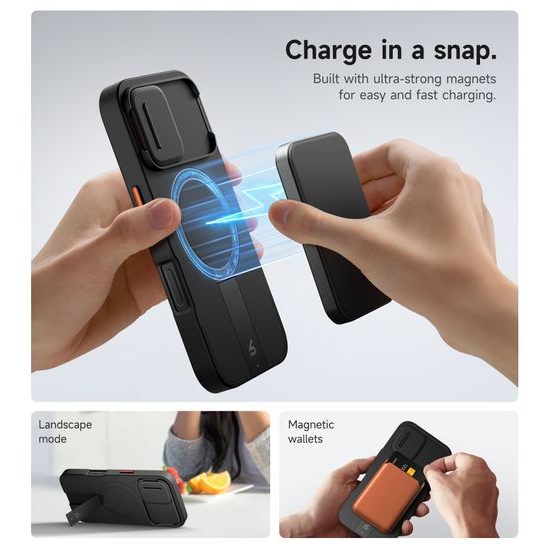 Suritch MagSafe Kickstand Camprotector θήκη iPhone 16, μαύρη