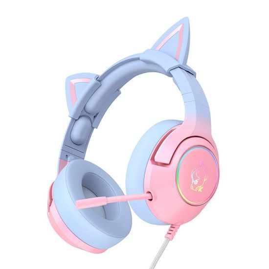 Onikuma K9 RGB gaming headset, kék-rózsaszín