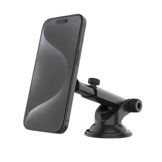 FIXED MagMount XL mágneses fém autós tartó szélvédőre vagy műszerfalra tapadókoronggal és MagSafe támogatással, fekete
