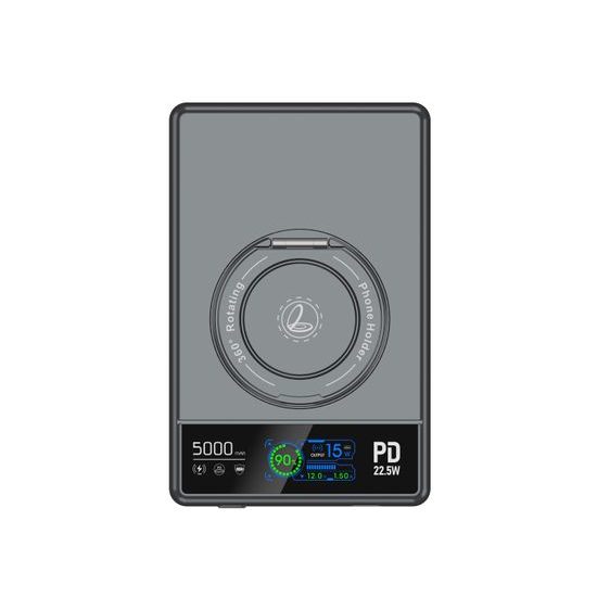 UltraThin MagSafe 15W Ασύρματο Power Bank 5000 mAh με φόρτιση Apple Watch και περιστρεφόμενη βάση 360°, γκρι