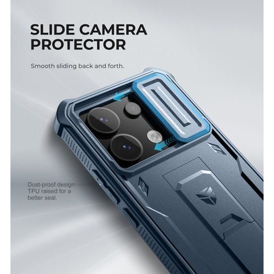 Xiaomi Redmi Note 13 Pro 5G / Poco X6 5G dėklas – Dexnor 360 Kickstand su kameros apsauga – mėlyna