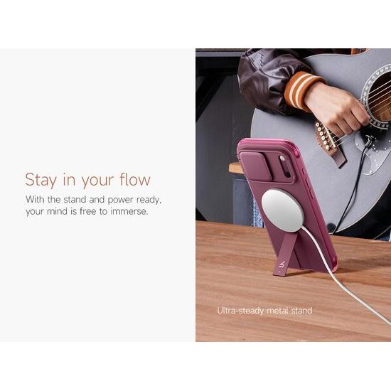 Husă Suritch AirBounce Bumper MagSafe Kickstand CamProtector, iPhone 17 Pro Max / 18 Pro Max, vișiniu