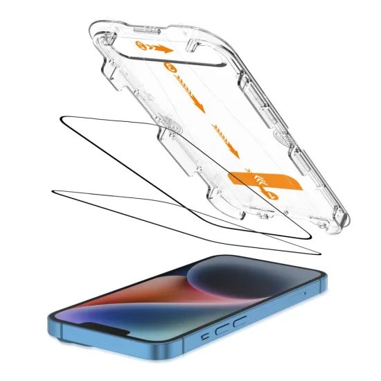 Tech-Protect Σκληρυμένο γυαλί Quick Set+, iPhone 13 / 13 Pro / 14 / 16e, μαύρο, 2 τεμάχια