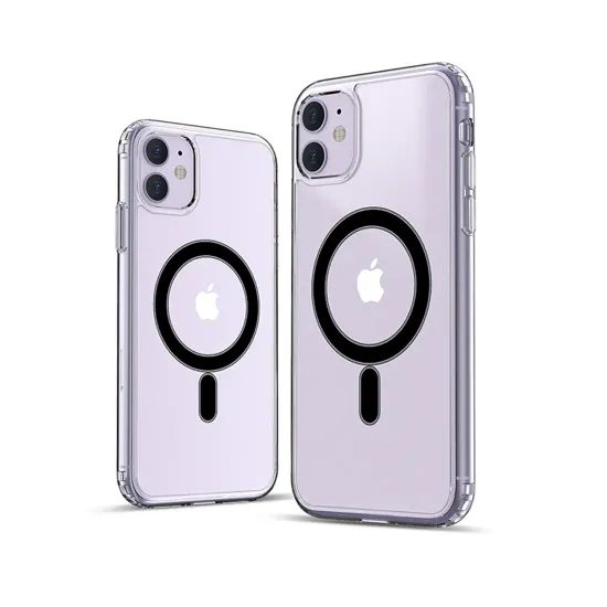 iPhone 11 skaidrus dėklas – ER Case Ice Snap Black Edition MagSafe – skaidri