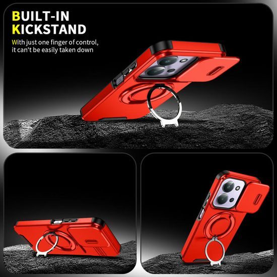 Θήκη Camslide Stand, Xiaomi Redmi 15C, κόκκινη