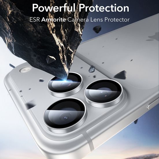 iPhone 18 Pro / 18 Pro Max kaamera kaitseklaas – ESR Armorite karastatud klaas – hõbedane