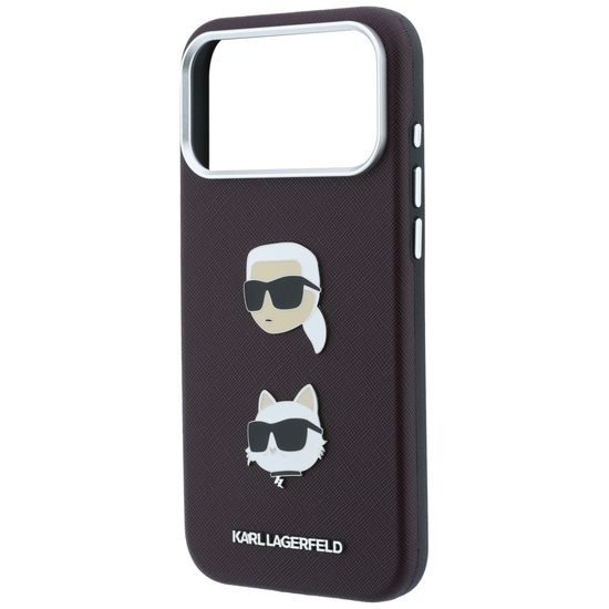 Karl Lagerfeld Saffiano with K&C Heads Pins and Logo ümbris iPhone 17 Pro / 18 Pro – burgundia