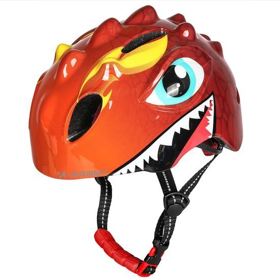 Wozinsky Kinder Fahrradhelm S (50-54 cm) mit Drachen-Motiv - Rot