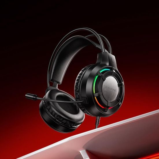 Borofone Wave Gaming Headset (BO112) - Kabelgebundener Over-Ear Kopfhörer mit Mikrofon - Schwarz