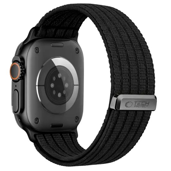 Tech-Protect Nylon Sport řemínek, Apple Watch 8 / 9 / 10 / 11 / SE / Ultra (44 / 45 / 46 / 49 mm), černý