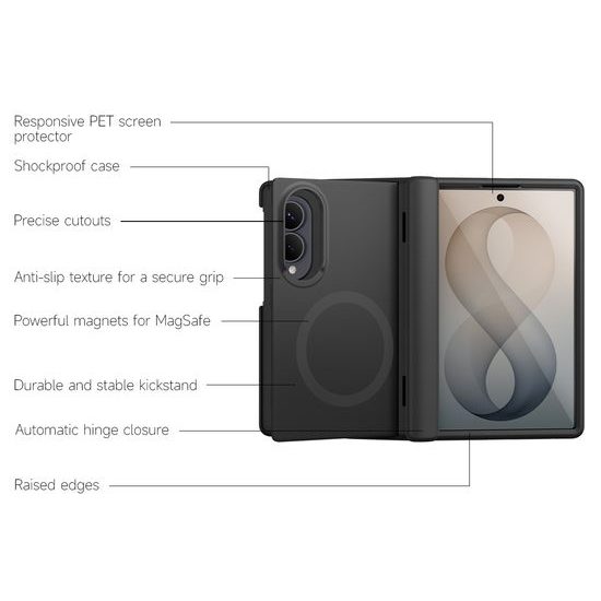 Samsung Galaxy Fold 8 vāciņš ar MagSafe – Suritch aizsargvāciņš melns