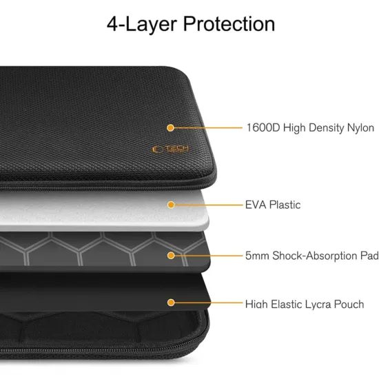 Tech-Protect Hardpouch θήκη laptop 15–16", μαύρη / πορτοκαλί