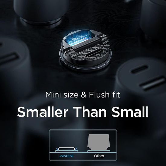 Ainope Autonabíječka USB-A + USB-C, PD30W, 12V/24V, černá