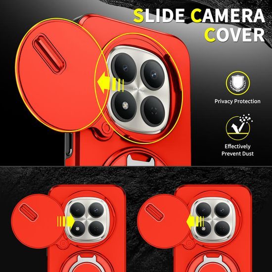 Camslide Stand obal, Xiaomi Redmi Note 15 Pro 5G, červený