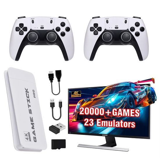 M15 Plus Retro konzol két vezeték nélküli kontrollerrel és tízezer játékkal, HDMI, Game Stick, 4K