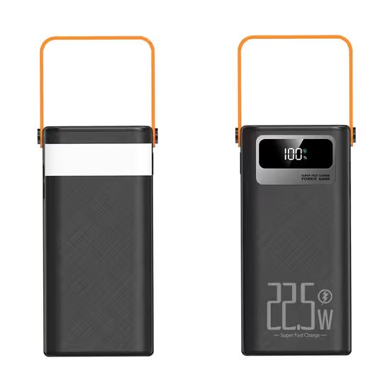 Powerbanka 80 000 mAh 120W PD + QC 4 USB + 2 kabeļi LED apgaismojums – melna