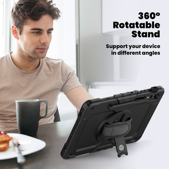 JP Solid360 Θήκη Tablet, Samsung Tab S9+ Plus 12.4" (X810 / X816B), S9 FE+ Plus 12.4" (X610 / X616B), S10+ Plus 12.4" (X810 / X816B / X826B), Μαύρο