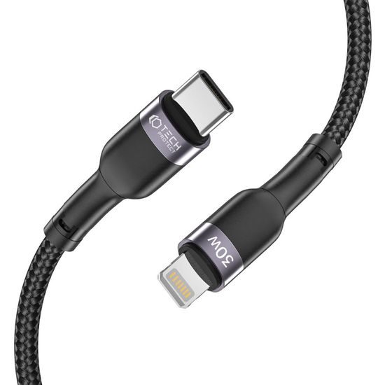 Tech-Protect UltraBoost USB-C - Lightning kabel, PD30W / 3A, 0,25 m, černý