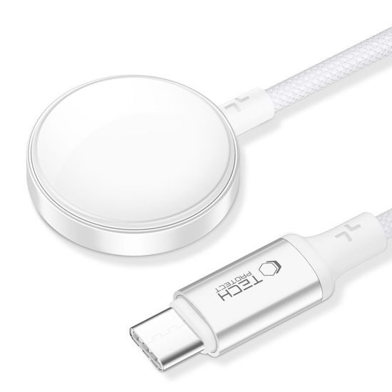 Tech-Protect UltraBoost MC02 Magnetický nabíjecí kabel pro Apple Watch - USB-C 1 m, bílý