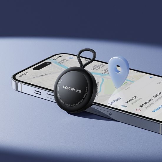 Borofone Smart Tracker kompatibel mit Apple Find My für Schlüssel, Geldbörse und Gepäck - Schwarz
