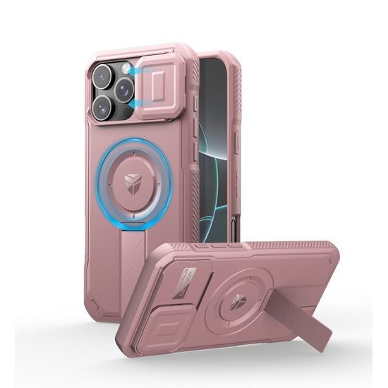 Dexnor MagSafe Kickstand Camprotector obal iPhone 16, růžový