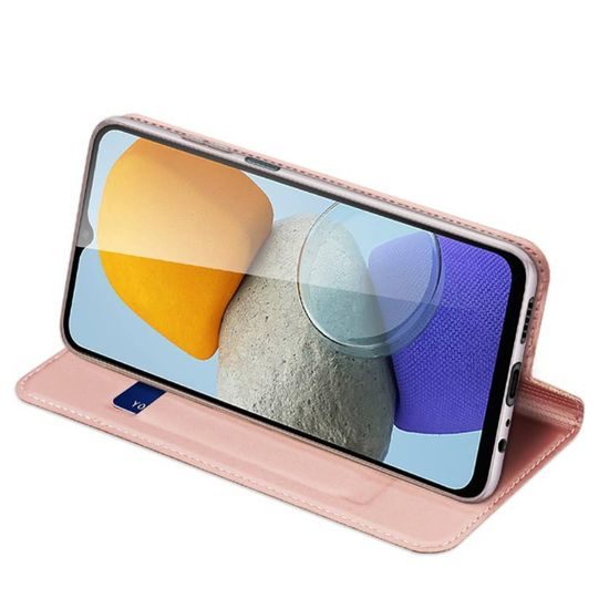Dux Ducis Skin Leather Case, könyves tok, Samsung Galaxy M23 5G, rózsaszín