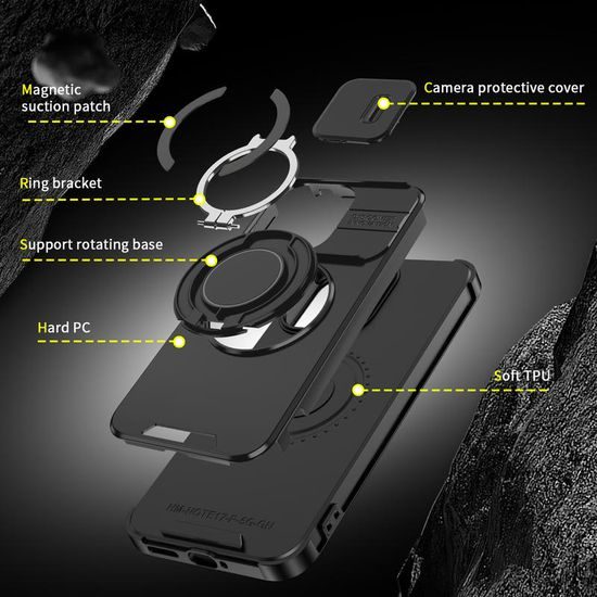 Camslide Stand obal, Xiaomi Redmi Note 17 Pro 5G / Note 17 Pro Max 5G, černý