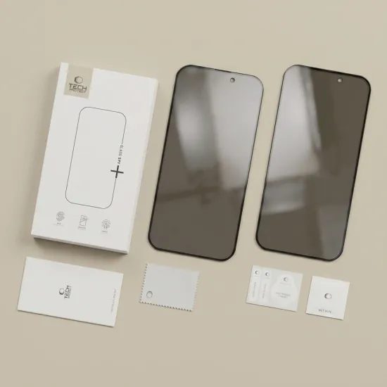 iPhone 18 Pro Max apsauginis stiklas – Tech-Protect Privacy grūdintas stiklas, 2 vnt.