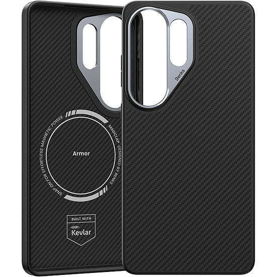 Samsung Galaxy S26 Ultra ümbris – Benks Magnetic Armor Pro Kevlar metalraamiga – must