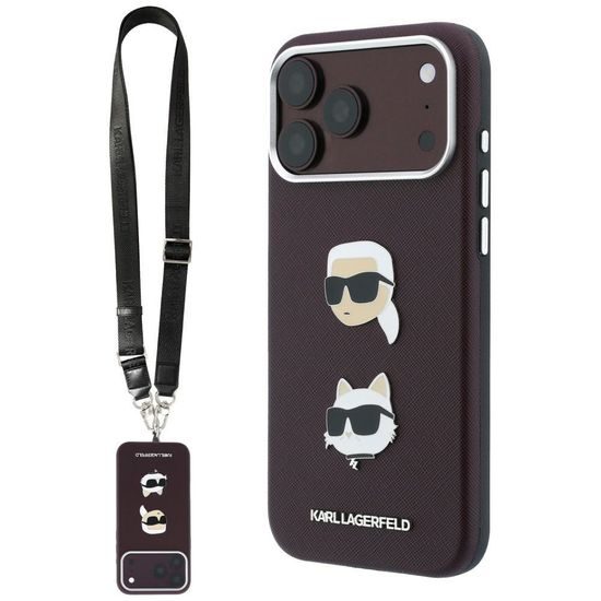 Karl Lagerfeld Saffiano K&C Heads Pins and Logo Crossbody ümbris iPhone 17 Pro Max / 18 Pro Max – punane