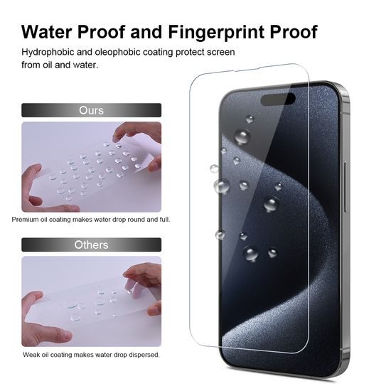 JP Long Pack Προστατευτικά Γυαλιά Οθόνης, 3 γυαλιά για τηλέφωνο με εφαρμογέα, iPhone 15 Pro MAX