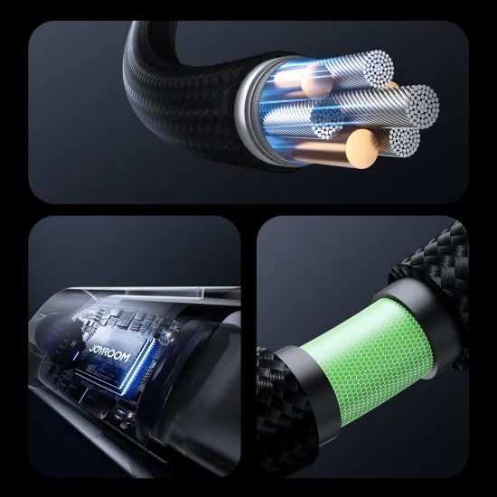 Joyroom S-A16 Pro Prism Series καλώδιο USB-C – USB-C με ψηφιακή οθόνη, 100W, 1,2 m, μαύρο