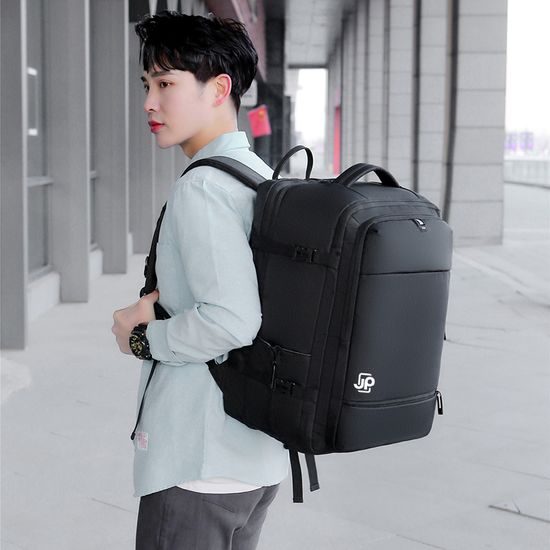 JP Rucksack B09 - Multifunktionaler Tagesrucksack 45x31x22-26 cm - Schwarz