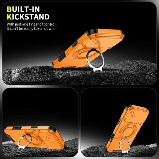 Camslide Stand obal, iPhone 17 Pro Max, oranžový