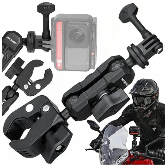 Motoros sportkamera tartó 360°, fekete