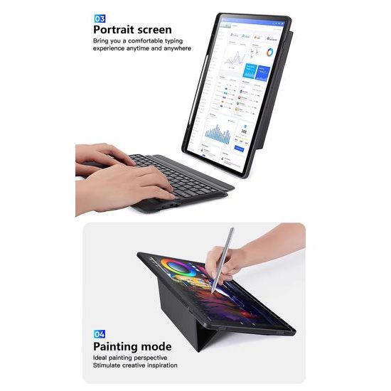 JP Μαγνητική θήκη με αποσπώμενο πληκτρολόγιο Bluetooth, touchpad, οπίσθιο φωτισμό, περιστρεφόμενη βάση και θήκη για stylus, Samsung Galaxy Tab S9+ / S10+ / S7 FE / S9 FE+, μαύρη