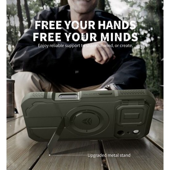 Dexnor MagSafe 360 Kickstand Camprotector maska iPhone 17 Pro, zelena