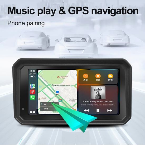 Motociklistički zaslon 6" s prednjom i stražnjom kamerom, GPS-om i TPMS-om te bežičnim Apple CarPlay i Android Auto