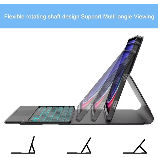 JP Magnetische Hülle mit Bluetooth-Tastatur, Touchpad, Beleuchtung und Stylus-Halter, S7 / S8 / S9 / S9 FE / S10 FE / S10 Lite / S11, schwarz