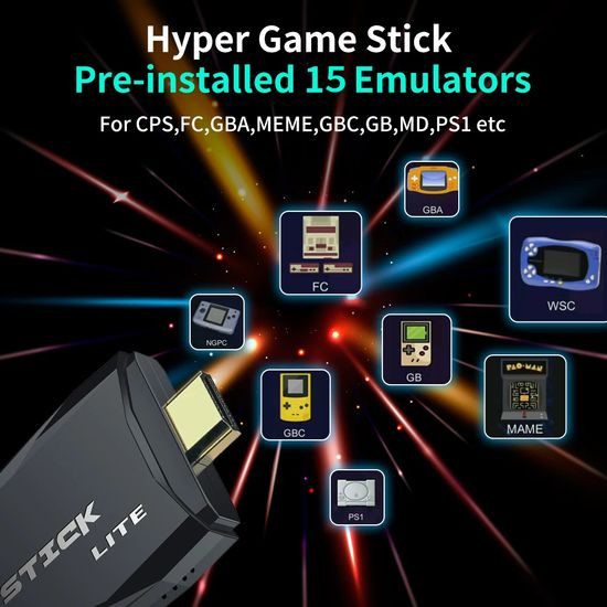 M8 Retro konzole se dvěma bezdrátovými ovladači, HDMI, Game Stick, 4K