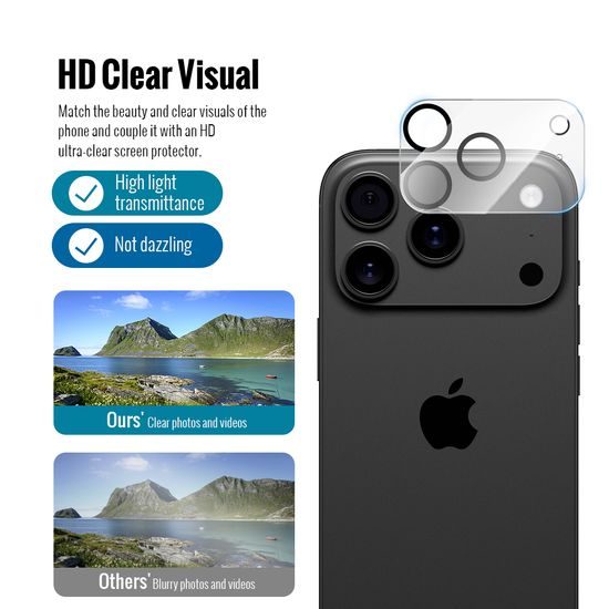 JP Combo Pack Screenprotector - Gehard glas (2 stuks) + 2x Lens Protector - voor iPhone 17 Pro Max