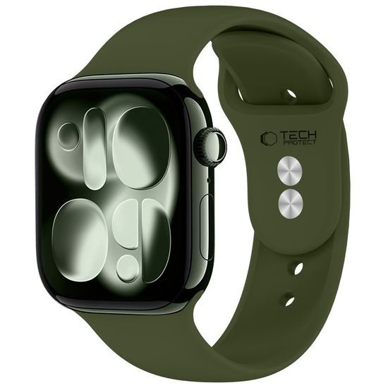 Tech-Protect Silicone rihm Apple Watch 8 / 9 / 10 / 11 / 12 / SE / Ultra (44 / 45 / 46 / 49 mm) – oliivroheline