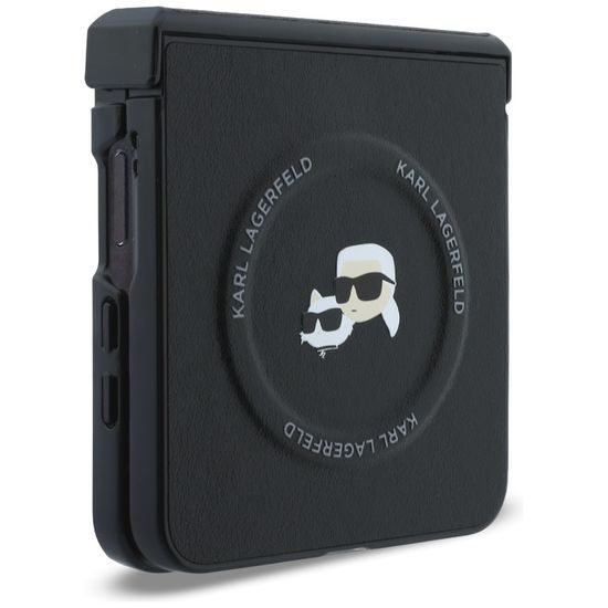 Samsung Galaxy Z Flip 8 ümbris – Karl Lagerfeld Hardcase Leather Karl&Choupette Head Pin – must